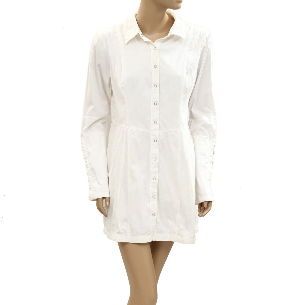 Free People Thea Solid Tunic Button Front Mini Dr… - image 5